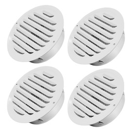 4" Round Soffit Vents White Stainless Steel Soffit Vents Wall/Ceiling Vent Cover with Mesh Screen for Bathroom, Dryer, & Attic（4 Pack)