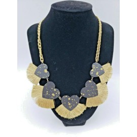 Inc Gold-Tone Resin Hearts & Fringe Statement Necklace, 18 + 3 Extender