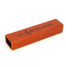 Lore Dice Case in Pen and Paper Dice Design Made of Stylish Leather for Tabletop Role Playing Games such as D&D, Cthulhu, DSA etc. for Presenting and Transporting 7 Polyhedral Dice, brown, Minimalist
