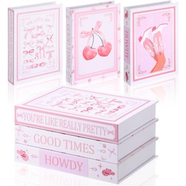 Weysat 3 Pcs Pink Bow Coquette Decorative Fake Books 9. 8 Inch Preppy Faux Stacked Books for Home Preppy Room Decor Aesthetic Cute Modern Accents for Coffee Table Bookshelf Display Bedroom