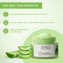 Lotus Herbals Active Aloe + Niacinamide Brightening Boost Gel | Moisturize Skin | Clear Dark Spots | Paraben-free | All Skin Type 50g