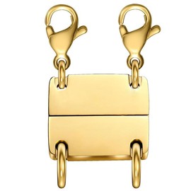 18K Gold Necklace Separator for Layering Lightweight Necklace Stacker Detangler Clas Magnetic Multiple Necklace Layering Bracelet Connector Girls’ Layered Necklace Closures Triple Silver Layering Clasps for Women:_DOUBLEGOLD-1PCS