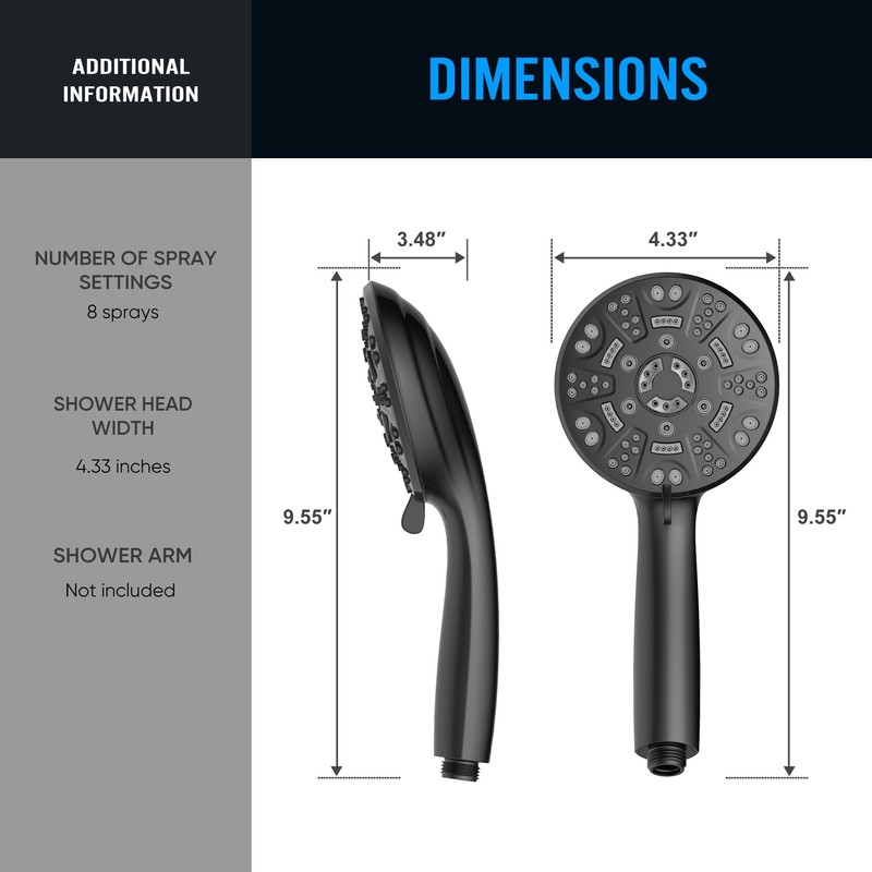 Cobbe 8 Functions Shower Head with handheld, High Pressure Shower