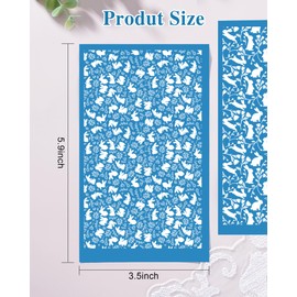 Puocaon Easter Clay Silk Screen - 6 Pcs Reusable Easter Bunny Silk Screen Stencils for Polymer Clay, Rabbits Floral Pattern Silkscreen Stencils for Clay Jewelry Earring Necklace Making