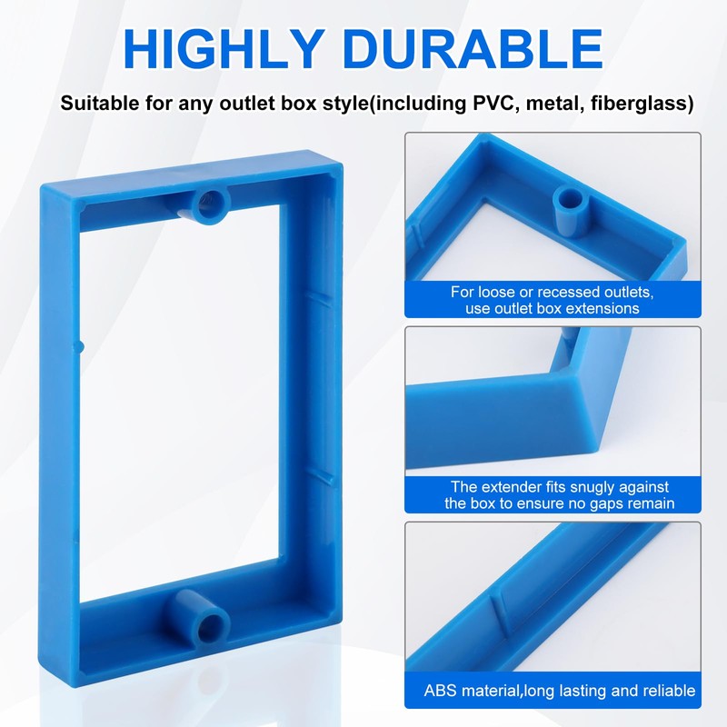 4Pack 1/4 Inch Single Gang Electrical Outlet Box Extenders with