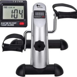 Mini Exercise Bike, himaly Under Desk Bike Pedal Exerciser Portable Foot Cycle Arm & Leg Peddler Machine with LCD Screen Displays - Color: Sliver