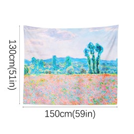 Berkin Arts Art Decor Tapestry with Landscape Design Wall Hanging Aesthetic Backdrop Psychedelic Countryside Forest for Indoor 51.2 x 59.1 Inch (Poppy Field by Claude Monet)