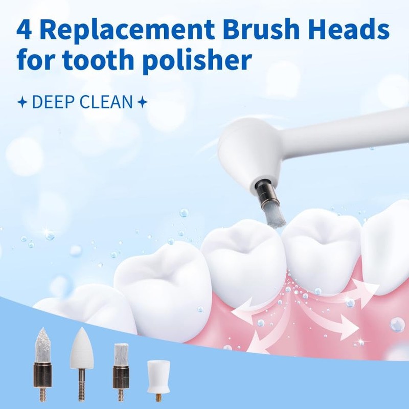 LINKYCARE Teeth Polisher Accessories,Tooth Polisher Replacement Brush Heads,4 Replacement Heads