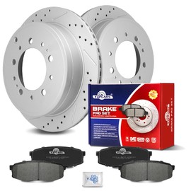 Ceramic Rear Brakes Pad and Rotors Drilled Slotted Vented Disc Brake Kits for Chrysler Aspen, for Dodge Durango, for Dodge Ram 1500, for Ram 1500 2011 2012 2013 2014 2015 2016 2017 2018 5 Lug