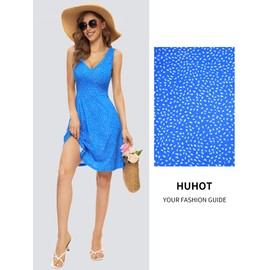 HUHOT Easter Dress for Women 2025 Midi Boho Spring Dresses for Women with Pockets Sleeveless V Neck Summer Casual Sun Dresses