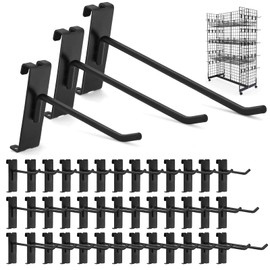 Gridwall Hooks 60 Pcs, Pack in 4/6/8 Inch Gridwall & Fixtures Hooks for Grid Wall Panels Accessory, Heavy Duty Display Hooks for Wire Grid Wall Accessories Rack Hanging Storage (Black Each 20Pcs/Size)
