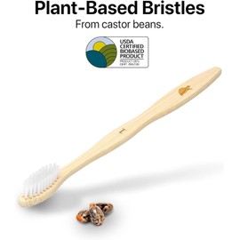 SeaTurtle Cepillos de Dientes de Bambú con Cerdas Vegetales Compostables 4 Piezas