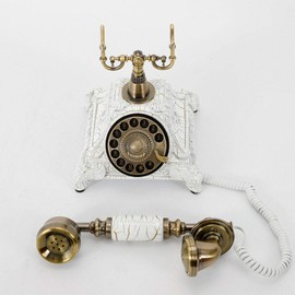 BJTDLLX Vintage Telephone Antique Style Desk Phone Corded Retro Phone Rotary Dial Handset Corded Desk Home Phone Decorative Telephone