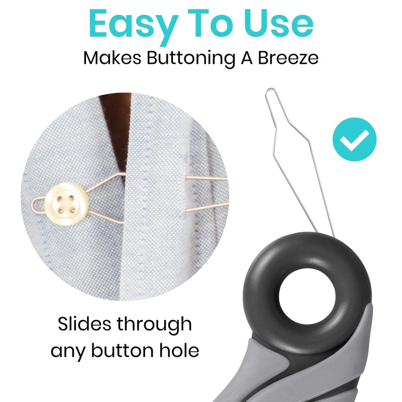 Vive Button Hook with Finger Hole - Zipper Gripper Pull