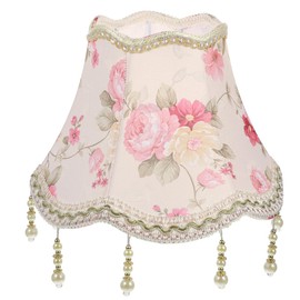 Vaguelly Vintage European Lamp Shades Victorian Fancy Lampshades Royal Bell Shape Lampshade with Bead Lace and Fringe for Table Lamp Replacement,9.82X7.86X5.11inch,E27