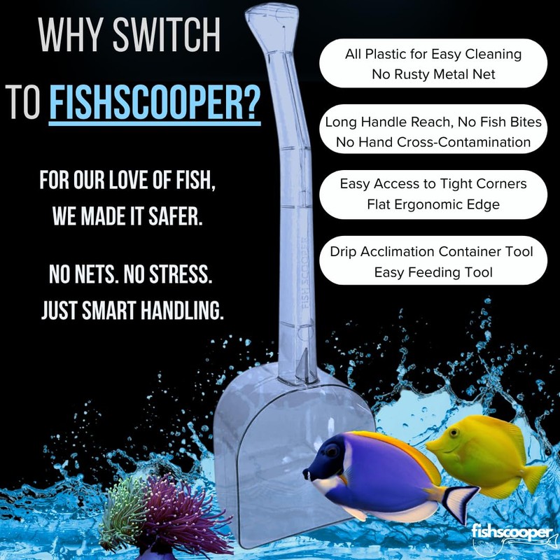 Fish Scooper, Fish Net Tool for Transfers, Fish Traps, Coral