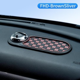 Multifunctional Vehicle-Mounted Anti-Slip Mat, Mobile Phone Navigation Frame, Central Control Storage Mat:_FHD-BrownSilver
