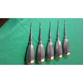 CynaMed USA 5 PCS O.R GRADE STRAIGHT DENTAL APICAL ROOT TIP ELEVATOR 2MM WITH GOLD HANDLE