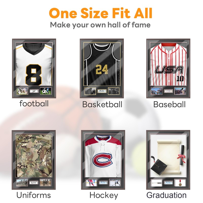 ASmileIndeep Jersey Frame Display Case, Large Shadow Box with 98%
