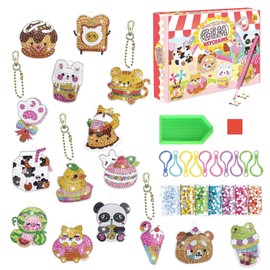 Kit de pintura de diamantes para niños,15 Piezas lindo arte y manualidades para niñas, Llaveros de pintura de diamantes con herramientas de pintura,Regalos y Juguetes para niños 4 a 12 Años Llaveros de Kit Artesanía DIY