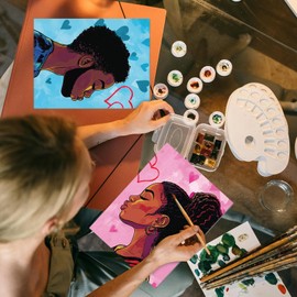 Ctosree Ctosree 12 Pcs Pre Drawn Canvas for Painting for Adults 8" x 10" Valentine's Day Sip and Paint Party Kit Pre Printed Canvas Bulk for DIY Art Party Favors Adult's Date Night(Romantic Couple)