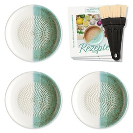 evergrate Ceramic Grater Set of 3 Gift Set - 3 Plate Graters Ice with Kitchen Brushes and Recipe Booklets