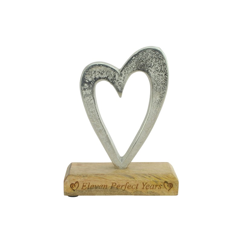 Eleven Perfect Years 11th Anniversary Rustic Metal Heart Decoration –