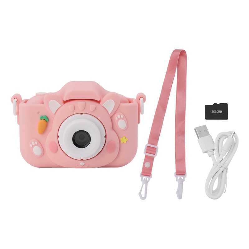 Kids Digital Camera with 32G Card Front Rear Lens 1080P