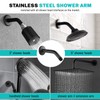 Black Shower Arm with Flange, Wall Mounted Shower Head Extension,