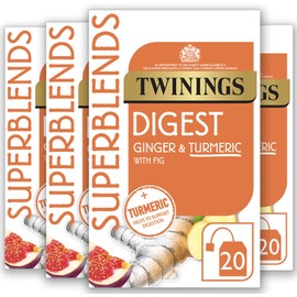 Twinings Superblends Digest Tea - Ginger & Turmeric Herbal Tea Infusion with Fig, Fruit Tea to Support normal Digestion, 80 x Biodegradable Tea Bags
