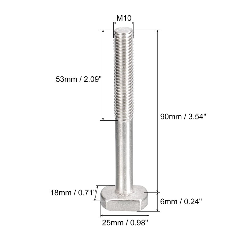 uxcell T-Slot Bolts, 1pcs M10x90mm T Slot Drop-in Stud Sliding