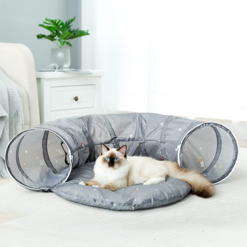PAWZ Road Cat Tunnel Bed with Central Mat and Peek