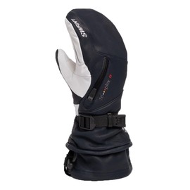 Swany Women's X-Calibur Sports Insulated Warm Durable Breathable Flexible Waterproof Leather Winter Ski Mittens, Navy/Silver White, Small