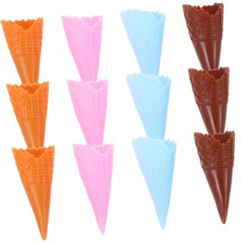 CAXUSD 12Pcs Realistic Ice Cream Cone Models for Pretend Play Miniature Decor Simulation Cones for Boy Girl Educational and Creative Fun