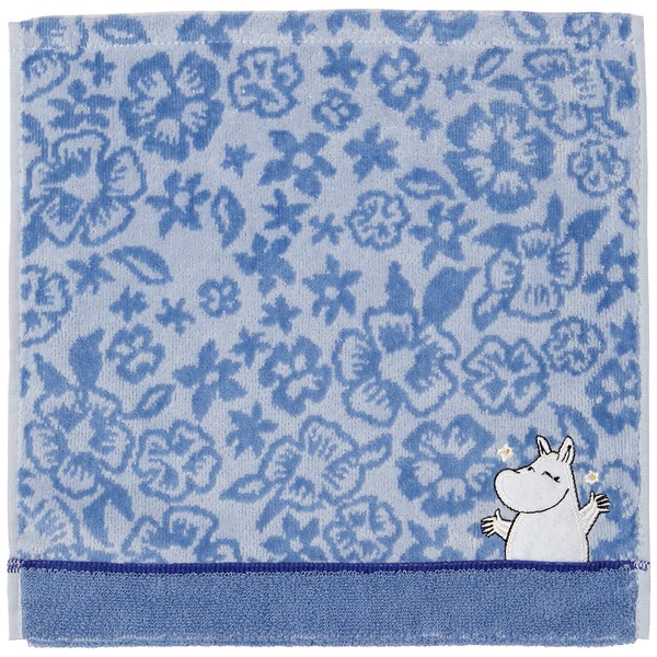 Moomin Flower Flower Towel Handkerchief, Blue, Towel Museum, Floral Pattern, 47-2630060, Approx. 9.8 x 9.8 inches (25 x 25 cm)