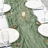 Pack of 2 Sage Green Cheesecloth Table Runner, Rustic Gauze