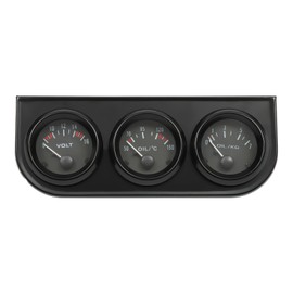 Triple Display Car Additional Instruments, 187 x 77 x 52 mm/52 mm Additional Instrument Oil Pressure Gauge Oil Temperature Boost Pressure Display Black