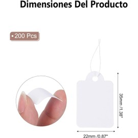 200 Piezas etiquetas de regalo,Etiquetas Para Productos,Exhibir Joyas,Ropa y Joyería,Pequeñas,Etiquetas Para Vasos,2.2 x3.5cm(blanco)