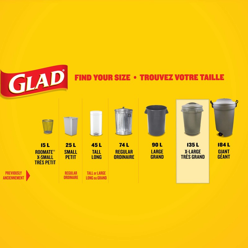 Glad Black Garbage Bags - Extra-Large 135 Litres - 20