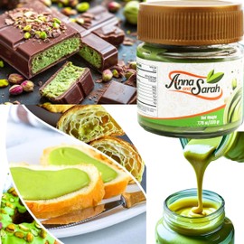 Pistachio Butter Spreadable Cream, 7.75 oz (220 gr) 2 PACK in Glass Jar Rich & Nutty Cream Spread for Knafeh and Dubai Chocolate, Chocolate Bars, Gluten Free, Halal