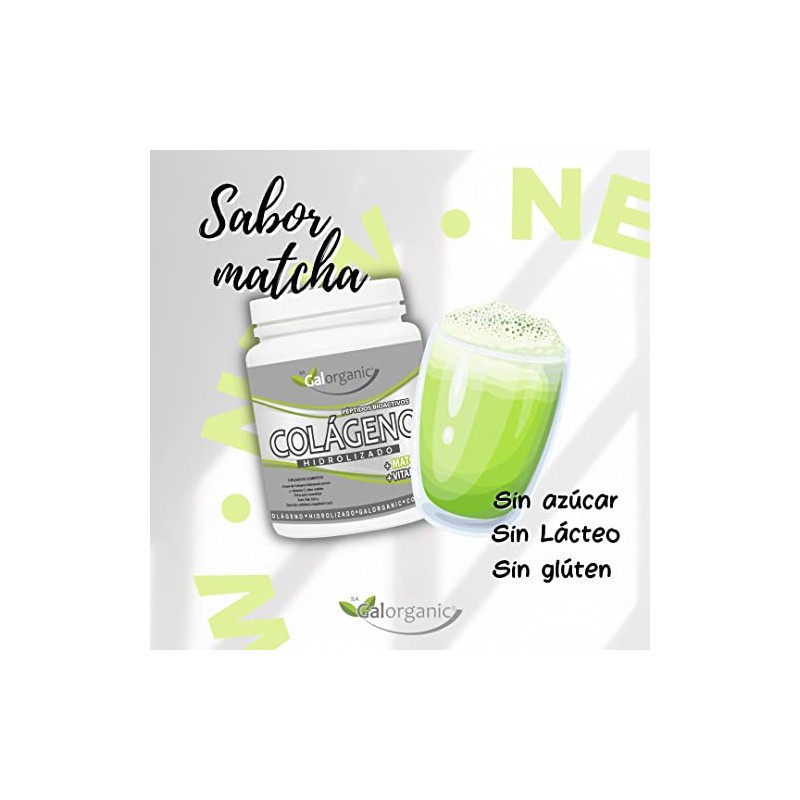 Colágeno Hidrolizado. Adicionado con Matcha y Vitamina C. 500 Gramos.