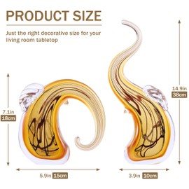 suruim Hand Blown Glass Elephant Figurines Crystal Glass Art Elephants Statue Home Decor Glass Ornament Animal Collectible (Gold)