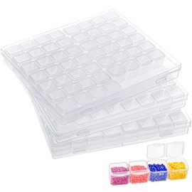 Kurtzy Pack of 3 Diamond Painting Storage Boxes Made of Plastic, 168 Compartments, Transparent Organiser Boxes, Container Set for Crafts, Embroidery, DIY Nail Design, Jewellery, Beads, Diamonds