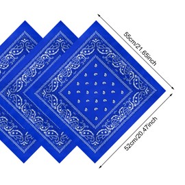 12 Pack Paisley Bandanas for Women Men Cowboy Bandana Handkerchief Headband Face Mask Bulk for Party Costume, Royal Blue, 22*22 Inch