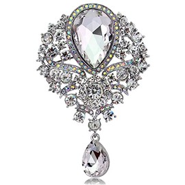 White Rhinestone Brooch Pins Ladies Birthday Gift Women's Dress Decor Brooches Girlfriend Wife Wedding Anniversary Valentines Day Best Friend Aunt Mum Nanny Christmas Elegant Lapel Pins (Type 16)