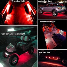 NBWDY 8Pcs LED Truck Bed Light Kit,Rear Work Box Lighting Kit,Cargo Pickup Bed Side Marker Rail Lights Rock Light for Car RV w/Switch,Red
