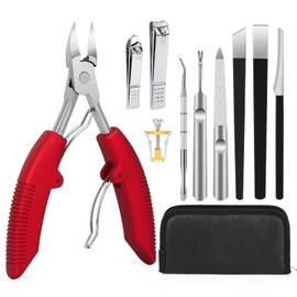 Segbeauty Manicure Set, Nail Set - 10 Pieces, Pedicure Set Foot Care Professional, Nail Care Set Feet, Foot Care Set Professional Callus, Manicure Tools for Home, Red Olecranon Nail Clippers