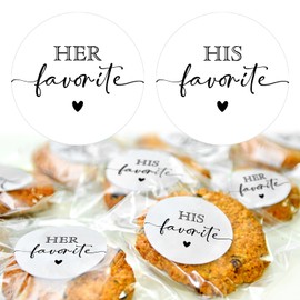 Moinchore 120 Sets His Favorite Her Favorite Stickers with Sealing Cookie Bags Wedding Welcome Bag Stuffers for Bridal Shower Wedding Favor Treat Candy Packaging