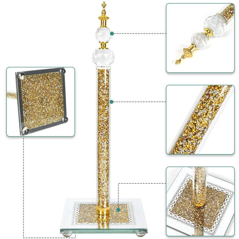 Crystal Paper Towel Holder Countertop, Gold Paper Towel Stand Non