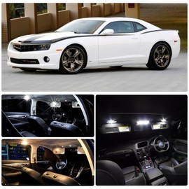 LED Interior Lights Kit for Chevy Camaro 2010 2011 2012 2013 2014 2015 Super Bright 6000K Dome Trunk License Plate Lights White Interior LED Light Bulbs Package + Install Tool